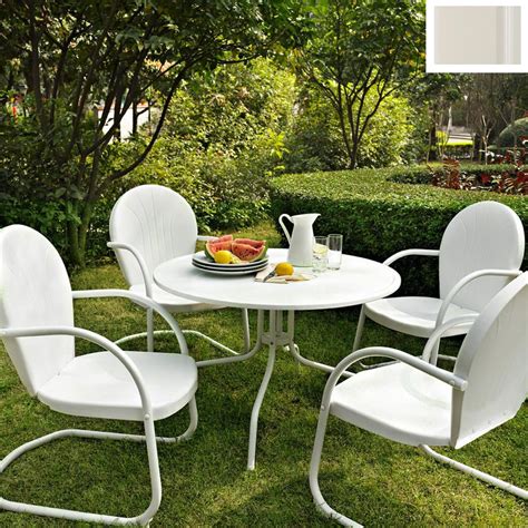 Crosley Furniture Griffith 5 Piece White Metal Frame Patio Dining Set