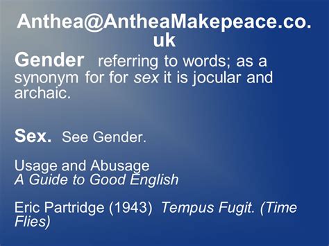 Uk Gender Referring To Words As A Synonym For For Sex It Is Jocular And Archaic Sex See