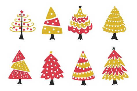Premium Vector Set Of Christmas Tree Doodle