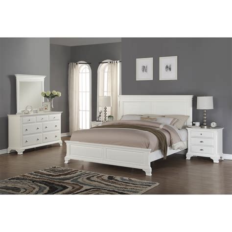 Laveno 012 White Wood Bedroom Furniture Set Includes King White