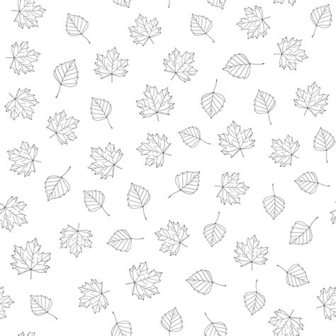 Premium Vector Autumn Leaves Vector Monochrome Seamless Pattern With