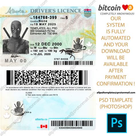 Canada Al Driving License Template All Psd Templates