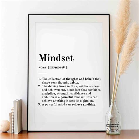 Mindset Definition Print Office Wall Art Home Office Etsy