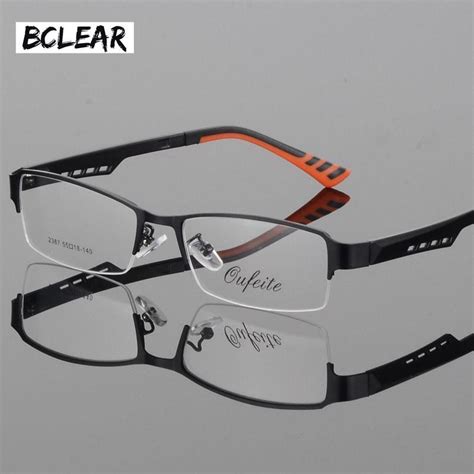 Bclear Mens Business Eyeglasses Half Frame Titanium Alloy Ultra Light