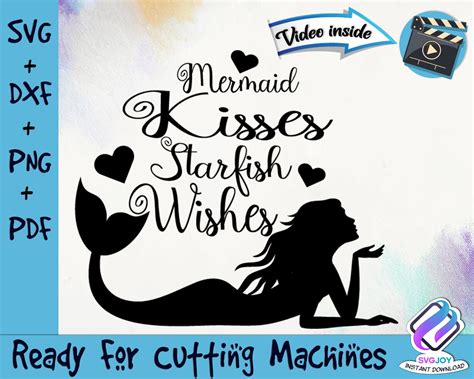 Mermaid Kisses Starfish Wishes Svg Filemermaid Svgmermaid Etsy