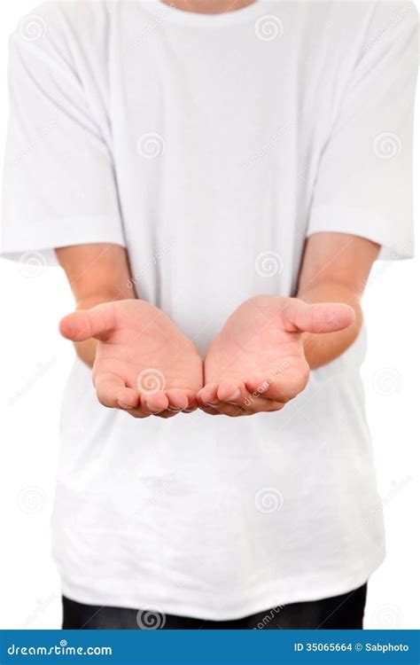 Person Shows His Palms Stock Photo Image Of Faceless 35065664