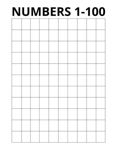 Printable Blank 100 Hundreds Chart