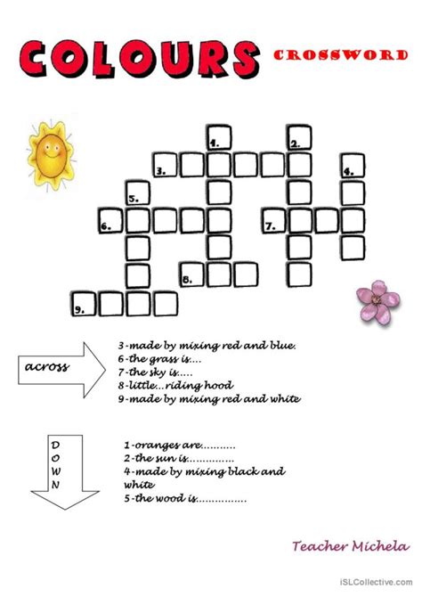 Colours Crossword Read The Clues An English Esl Worksheets Pdf And Doc