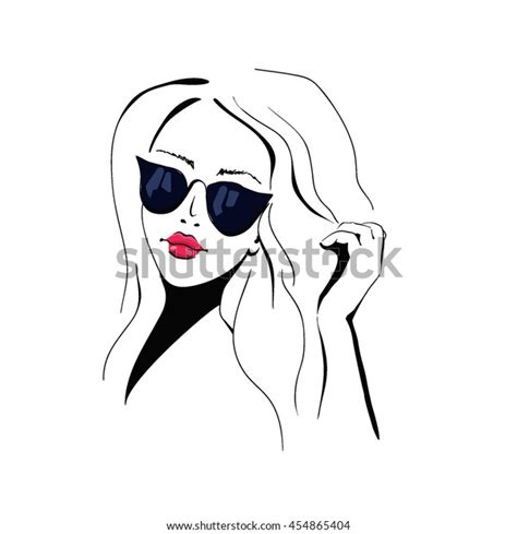 Sketch Girl Sunglasses Vector Illustration Stock Vector Royalty Free 454865404 Shutterstock