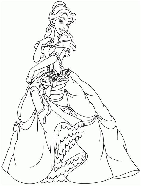 They have jasmine, pocahontas, aurora, belle, and cinderella all on one page! Princess Belle Coloring Page - Coloring Home