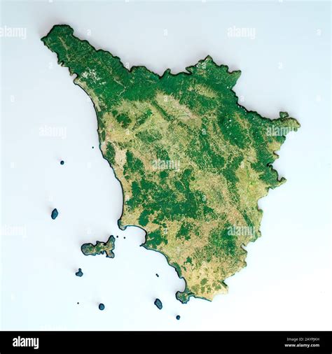 Satellite View Of The Tuscany Region Italy 3d Render Physical Map Of