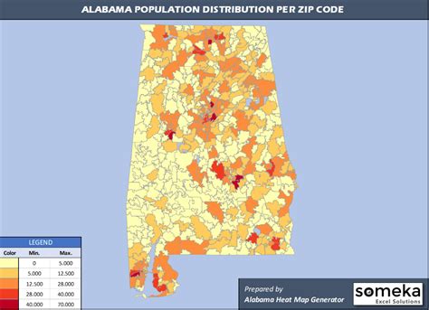 Alabama Population Density Map