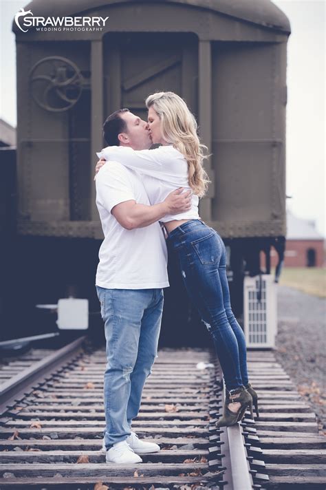 photoshoot on train tracks | Photoshoot, Wedding strawberries, Engagement session