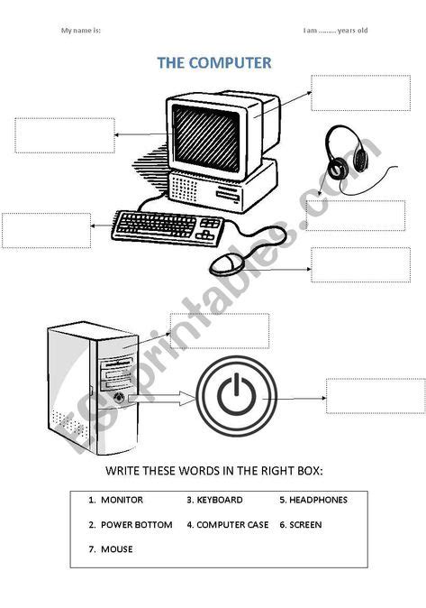 Parts Of A Computer Worksheets