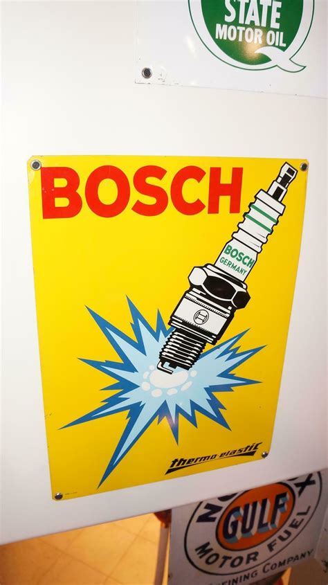 Nos 1960s Bosch Spark Plugs Tin Sign With Plug Firing Gra