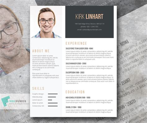 free resume template with headshot