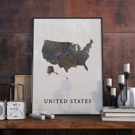 United States Vintage Style Map Print United States Map Etsy United