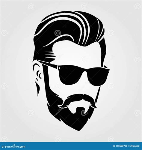 Face Of A Bearded Man Vector Portrait Illustration Isolated On White