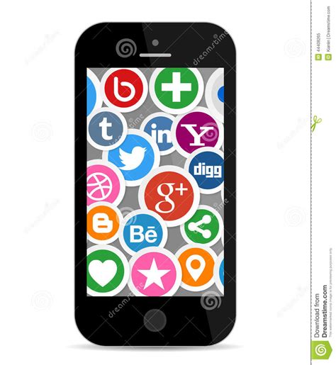 Social Media Icons On Smart Phone Screen Editorial Image Image 44408265