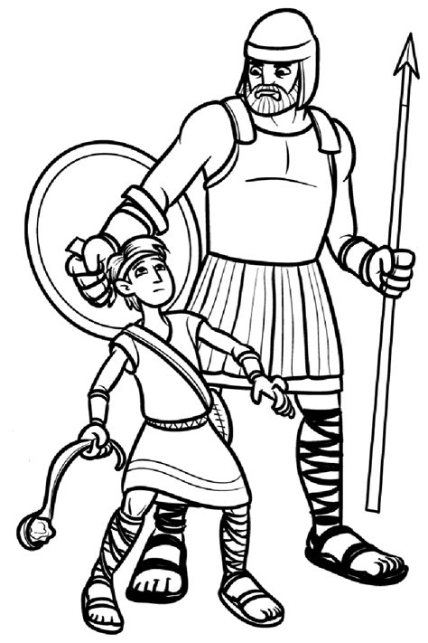 David And Goliath Coloring Page Educative Printable