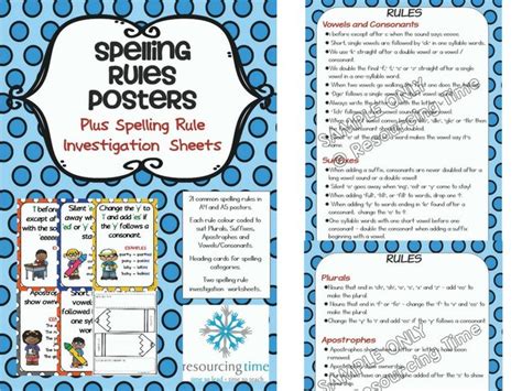 A Blue And White Polka Dot Book Cover With The Words Spelling Rules