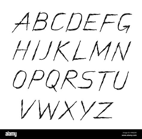 Painted Abc Grungy Design Thin Letters Handwritten Font Sans Serif