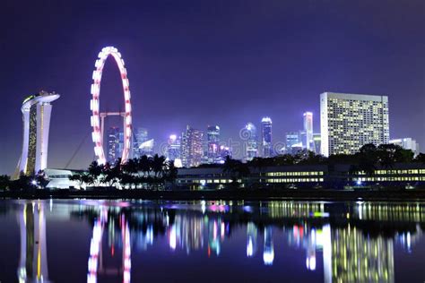 Singapore City At Night Stock Photo Image Of Reflection 23733782