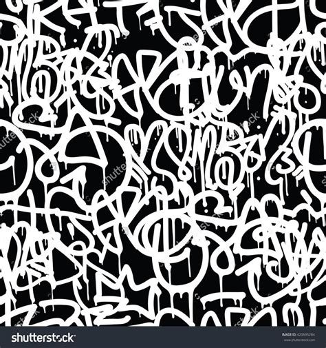 Graffiti Background Seamless Pattern Vector Tags Writing Old School