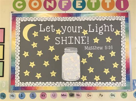 Let Your Light Shine September Bulletin Boardwatercolor Theme With
