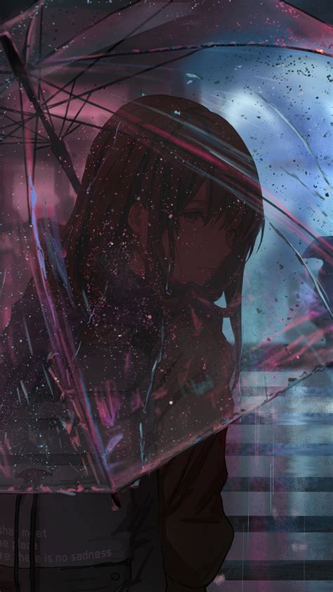 2160x3840 Anime Girl In Rain With Umbrella 4k Sony Xperia X Xz Z5 Premium Hd 4k Wallpapers