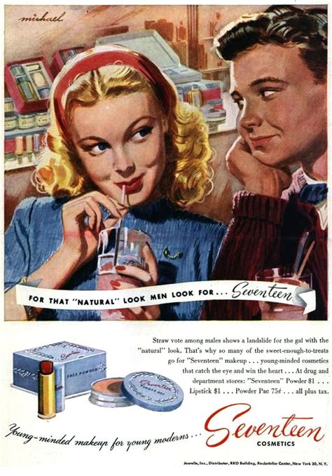 Seventeen Cosmetics 1947 Vintage Ads Retro Advertising Vintage