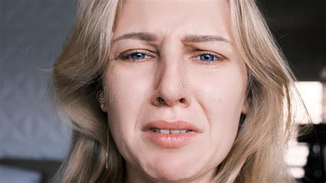 Portrait Of Crying Grieving Woman Of 30 Years Grimace Of Sadness With