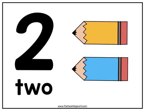 number wall cards for preschoolers with colorful pencil