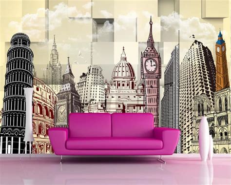 Beibehang Custom Wallpapers Hand Painted European Architecture 3d