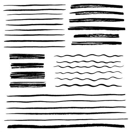 Set Collection Of Vector Uneven Lines Wavy Stripes Doodle Streaks Bars Rough Brush Strokes