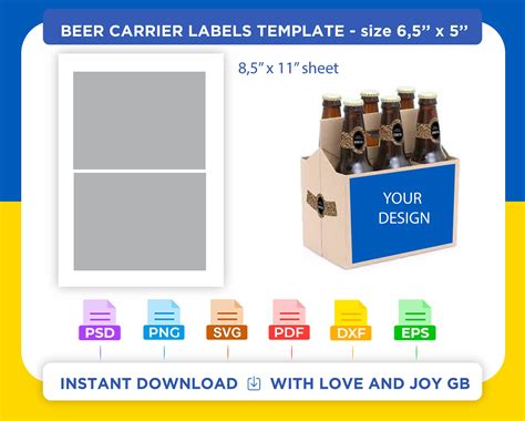 Beer Carrier Template Png Svg Dxf Eps Label Wrapper Etsy Uk