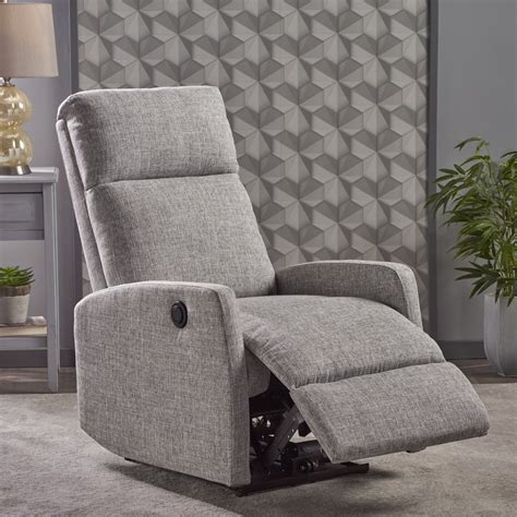 Solei Tufted Light Grey Tweed Fabric Power Recliner Chair Recliner