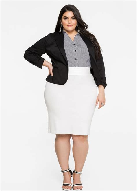 Plus Size White Pencil Skirt For Curvy Women Attire Plus Size