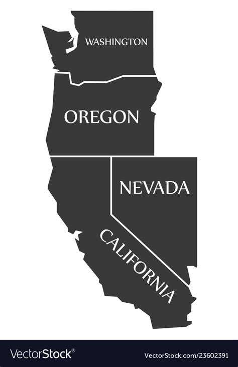 Washington Oregon Nevada California Map Vector Image