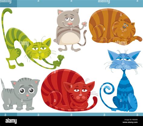 Funny Cats Cartoon Illustration Set Stock Vector Image And Art Alamy