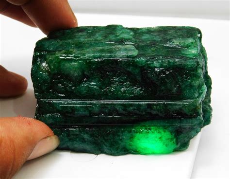 942 Ct Natural Translucent Green Colombian Emerald Rough Loose Gemstone