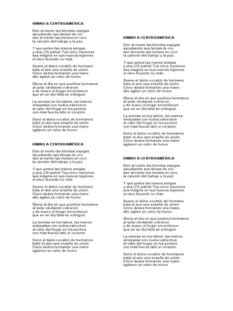 Himno A Centroamérica Pdf Ocio Entretenimiento General