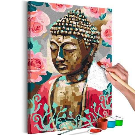 Tableau à Peindre Par Soi Même Buddha In Red L X H Cm 40x60 Leroy