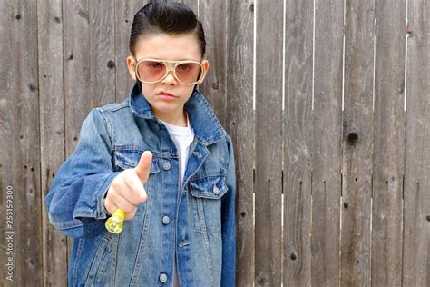 Elvis Kidboy Child Dressed As 1950s Style Greaser Rockabilly Wearing