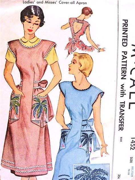 1940s Lovely Coverall Apron Pinafore Or Sundress Pattern Mccall 1452