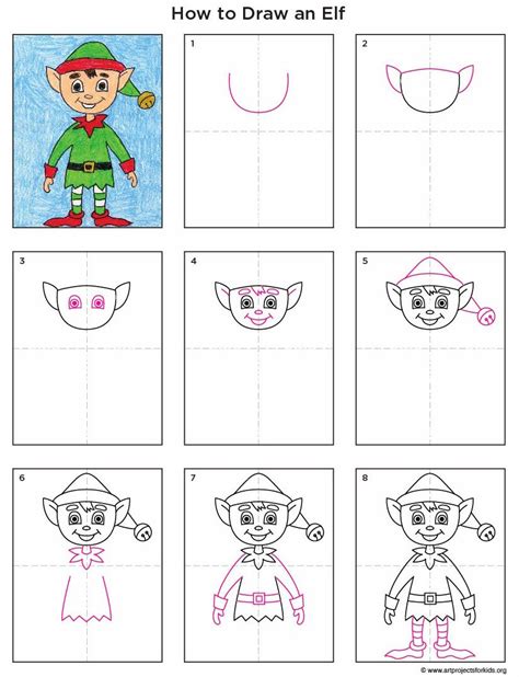 Easy How To Draw An Elf Tutorial Video And Elf Coloring Page