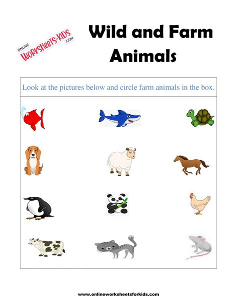 Wild And Farm Animals Worksheets 1