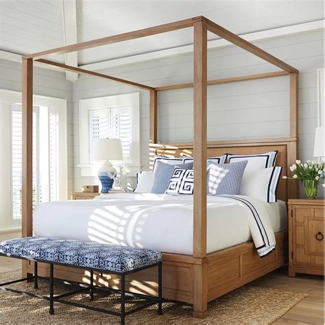 Made of acacia wood, oak veneers and engineered wood. Newport Upholstered Canopy Bed | Canopy bed frame, Twin ...