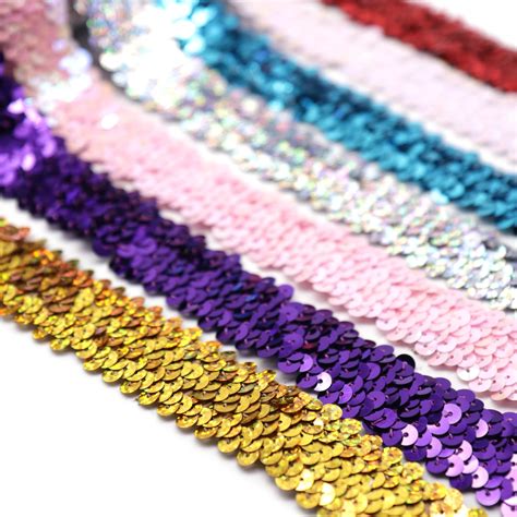 5yard Gold Silver Embellished Applique Sequins Lace Ribbon Material