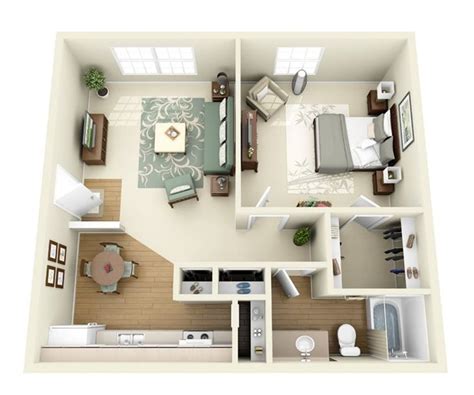 One bedroom apartment with one bathroom. Sequoia 1 Bedroom 1 Bathroom floorplan | Studio apartment ...